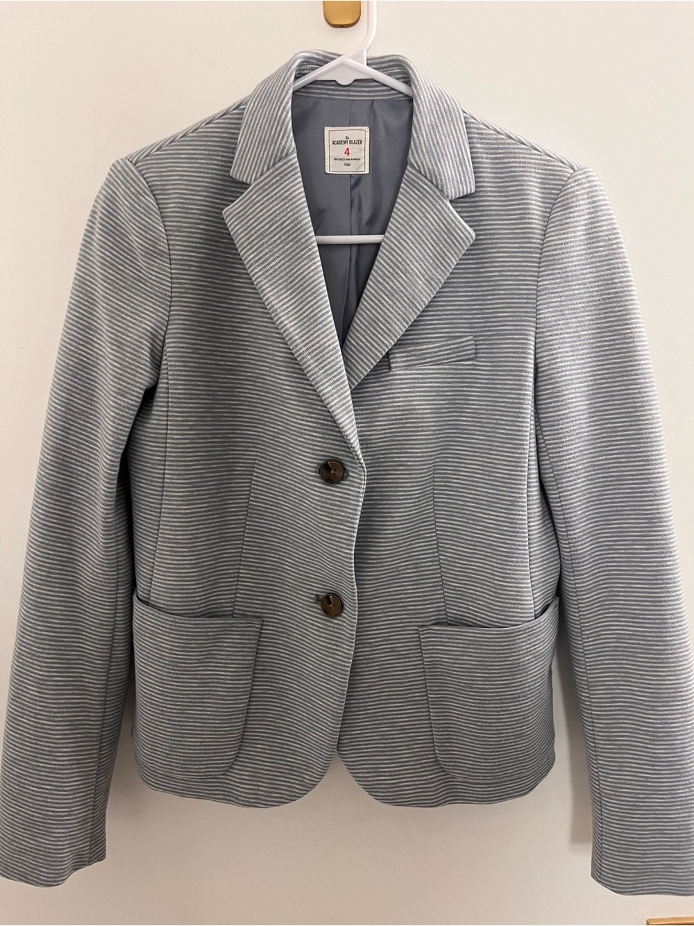 GAP Light Blue Striped Knit Blazer - Women's Coastal Chic